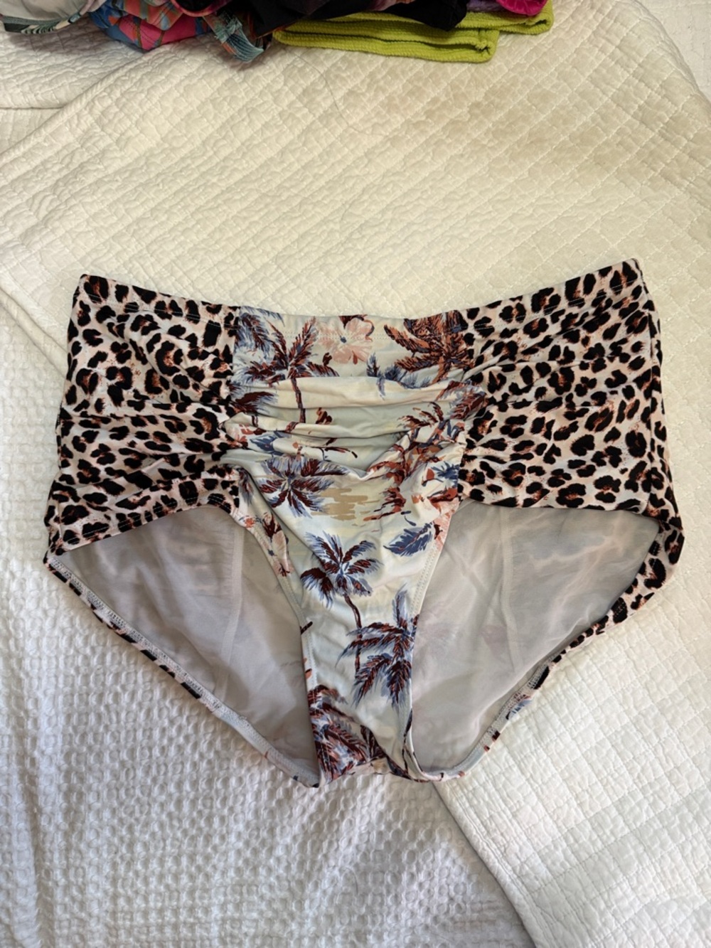 torrid High-Waist Mixed Leopard and Palm Print Swim Bottoms